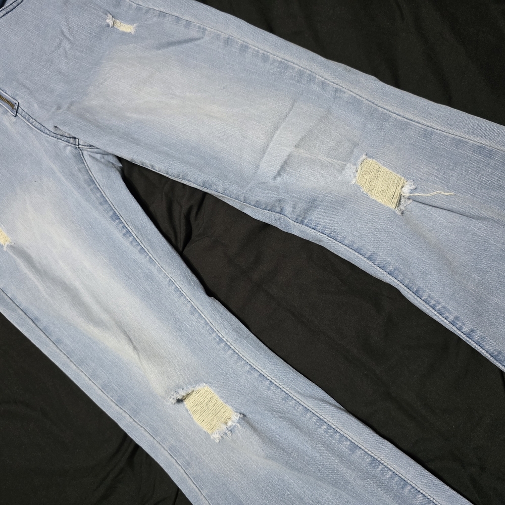 Light Blue Distressed Flare Jeans, Medium - Picture 2 of 7